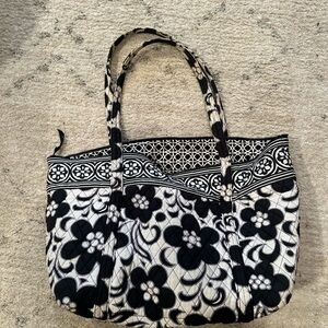 Large Vera Bradley Floral Black and White Tote Bag